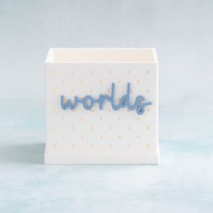 worlds misty blue word snap on pot