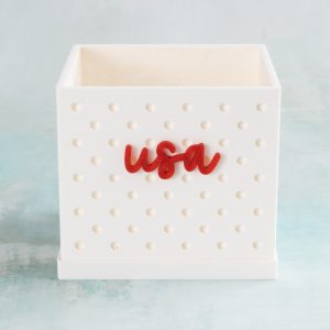 usa sparkle red snap on white 3 inch pot