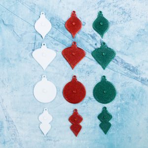 christmas ornaments snaps white red green back