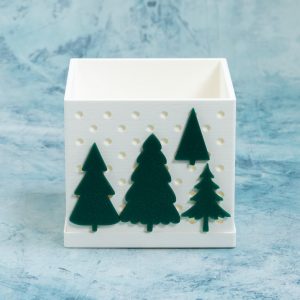 green christmas tree snaps on 3 inch white snappy pot