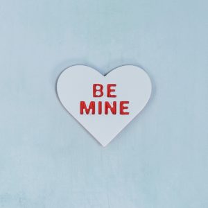 red on white be mine conversation heart