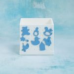 misty blue baby snaps on white 3 inch snappy pot