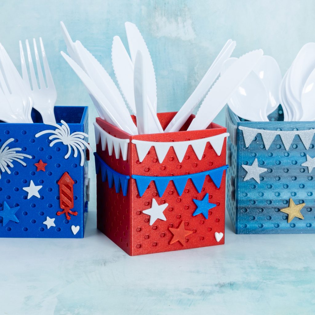 fourth of july snappy boxes with utensils sparkle red blue midnight sky