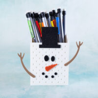 Build a snowman organizer pencils