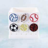 Spots balls charms on white snappy planter