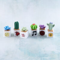 Six cactus succulent fidget clicker toy snappy pots
