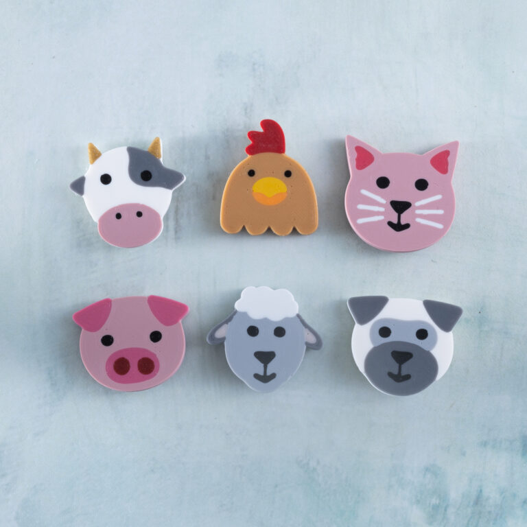 Farm animal charm set cow chicken cat pig sheep dog