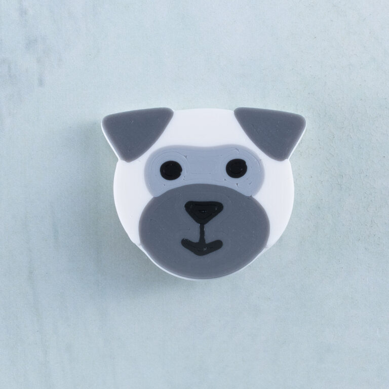 Gray white dog charm