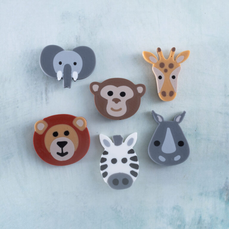 Safari animal charm set elephant monkey giraffe lion zebra rhino