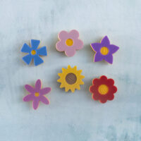 Set of six flower charms