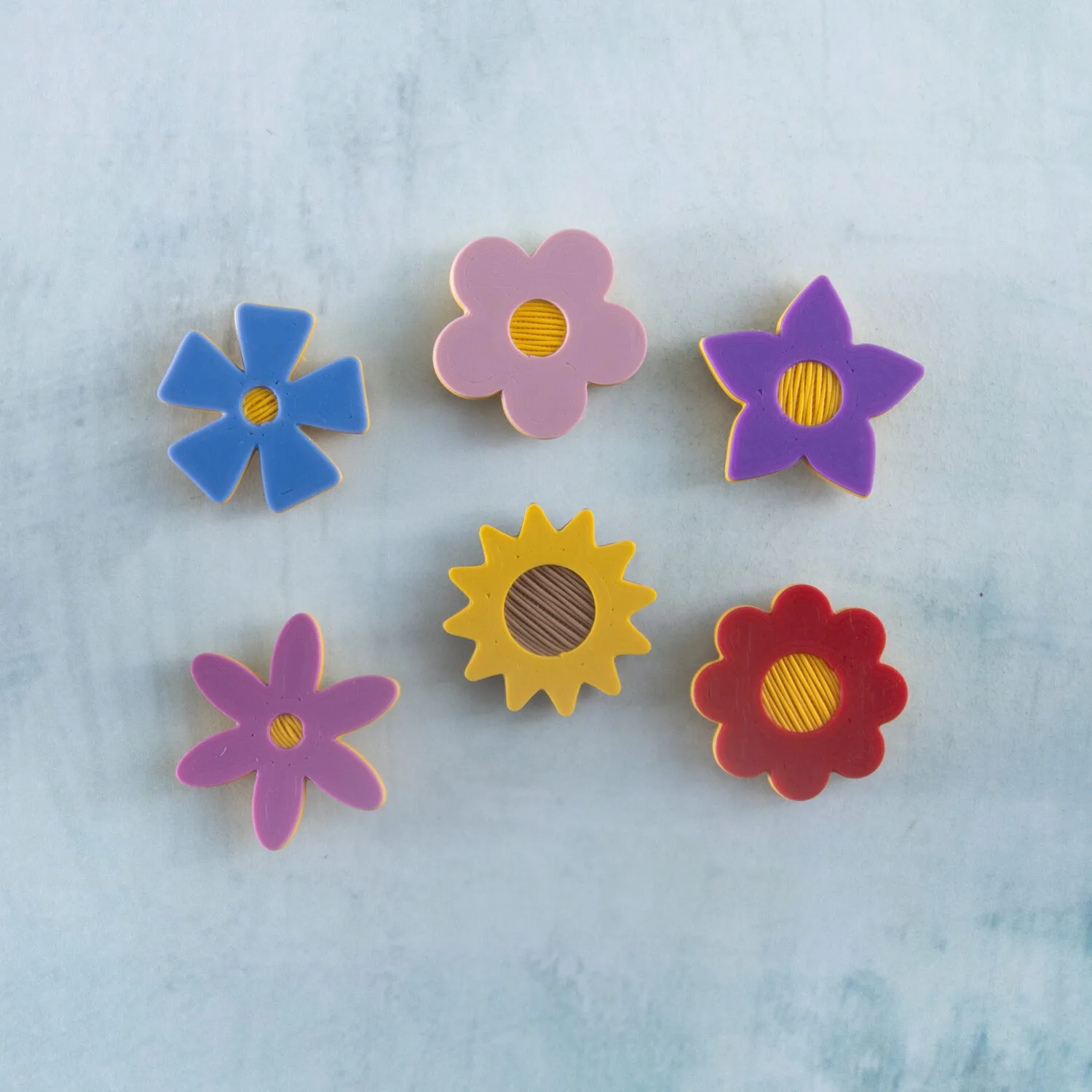 Colorful Flower Charms | Set of 6 Snap-On Flowers