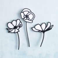 Black and white line flower charm set