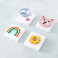 mini magnets with charms cat peace rainbow sunflower snappy pots