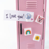 peace sign cat rainbow sunflower mini magnets on pink locker