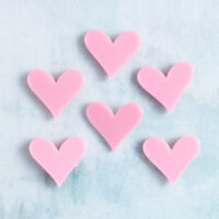 Simple heart charm set pink shimmer
