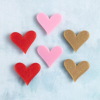 Simple heart charm set red pink gold glitter