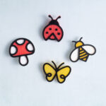 small snap on charms for snappy pots pen holder and fidgets mushroom lady bug bee butterfly