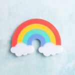 red yellow green blue clouds rainbow snap on charm