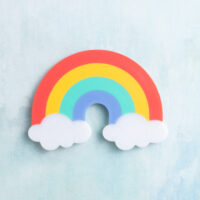 Red yellow green blue clouds rainbow charm on charm