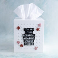 Tissue box cover snappy pots white you are loved beautiful