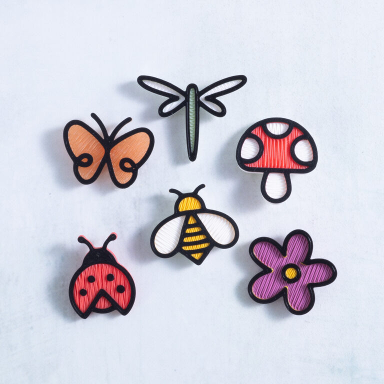 Snappy pots a little bit of nature set of 6 charms butterfly dragonfly mushroom bee ladybug flower