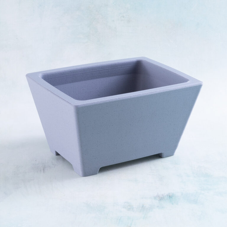Shallow rectangle planter 3D printed muted gray angle