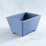 shallow rectangle planter 3D printed slate blue angle