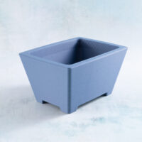Shallow rectangle planter 3D printed slate blue angle
