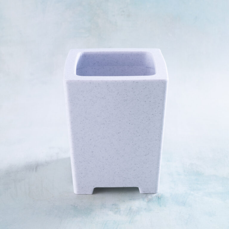 Tall skinny succulent planter 3d printed marble white side