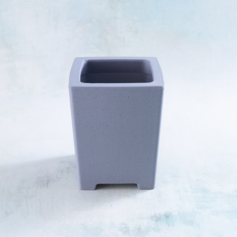 Tall skinny succulent planter 3d printed muted gray side