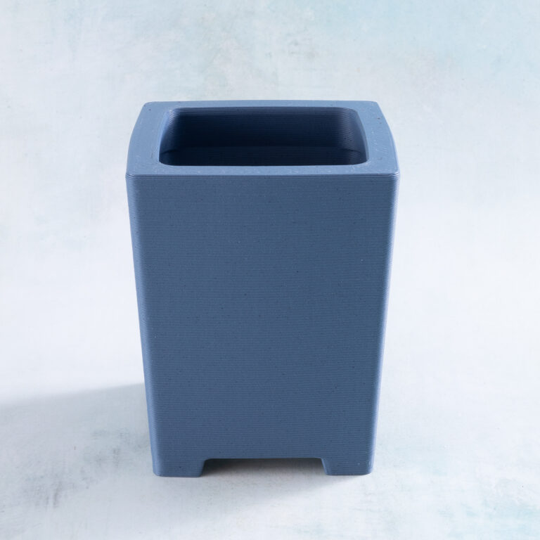Tall skinny succulent planter 3d printed slate blue side