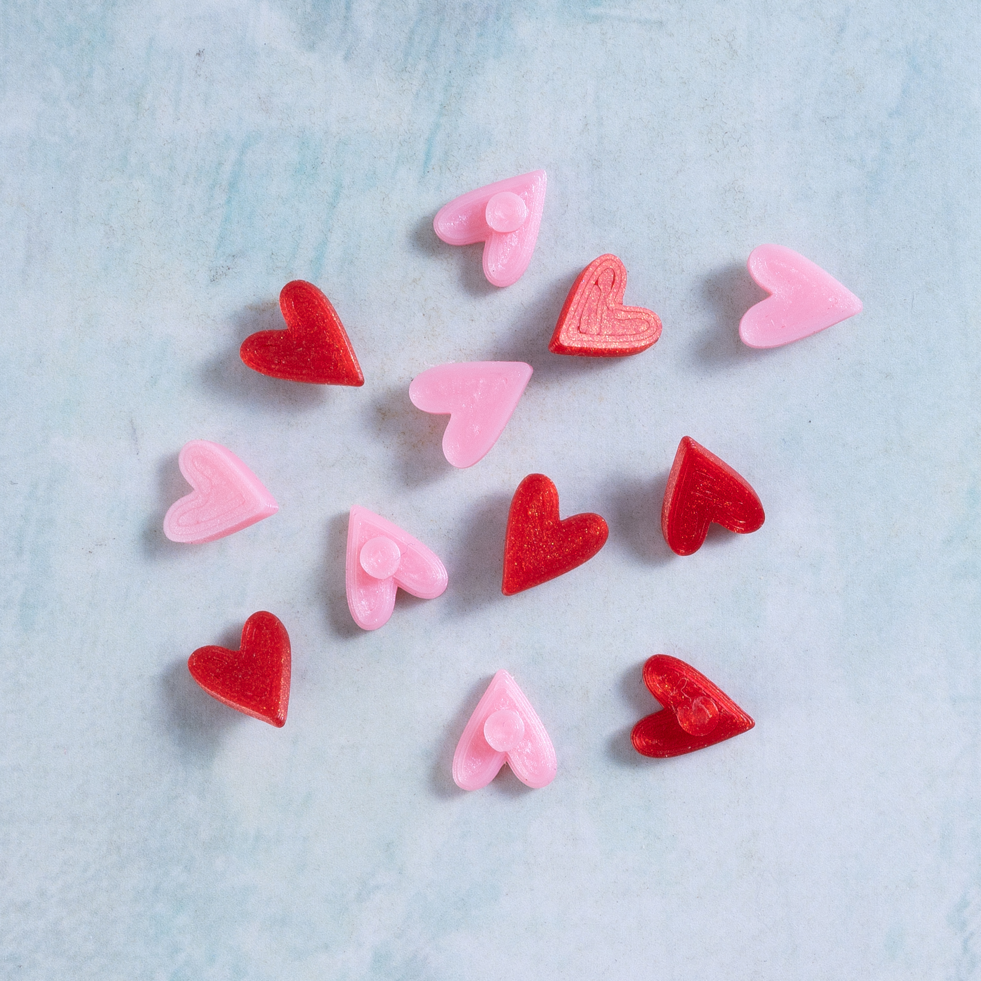 8mm heart charms pink and red snappy pots