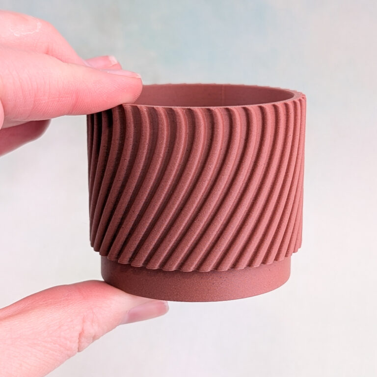 Small Round Succulent Planters | 3D Printed Cherry Wood