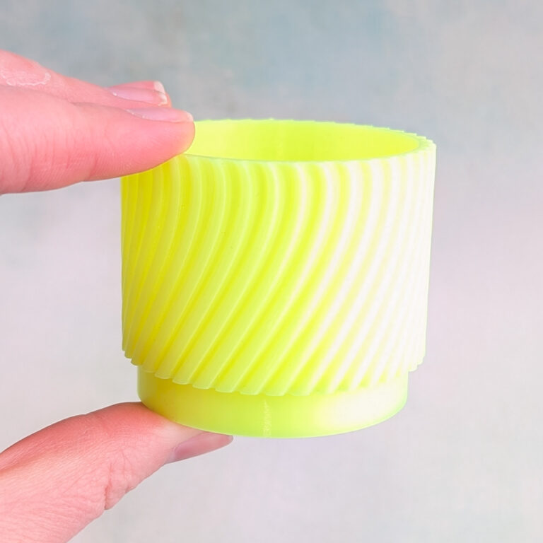 Small Round Succulent Planters | 3D Printed Neon Yellow