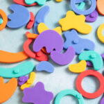 squiggle shapes rainbow set close up
