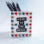 snappy pots word charms home of the branve on pen holder with triangles and stars red blue gold