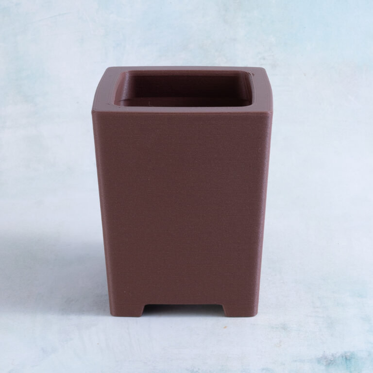 Dark Walnut Tall Square Succulent Planter | 3D Printed