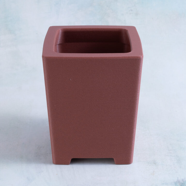 Cherry Wood Tall Square Succulent Planter | 3D Printed