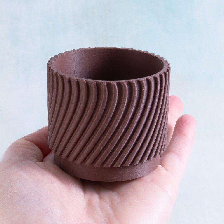 Dark Walnut Small Round Succulent Planter | 3D Printed